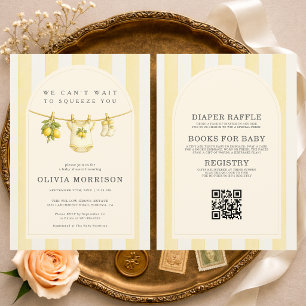 Invitation Tout en Un Lanières de Citron Linge de Bébé Shower