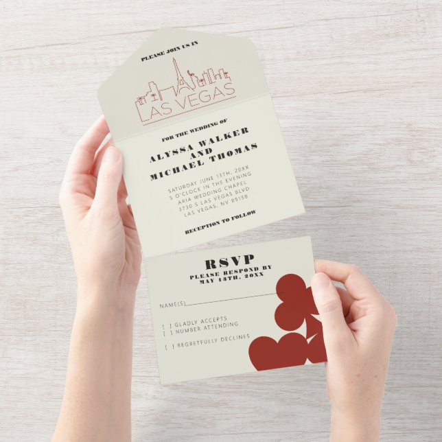Invitation Tout En Un Las Vegas Casino Mariage Skyline (Déchirure)