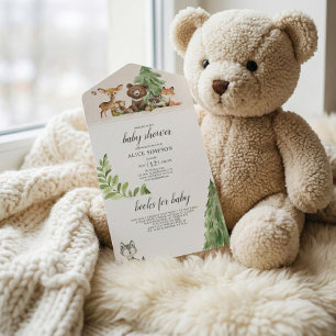 Invitation Tout En Un Le Baby shower Des Animaux De Forêt Boisée