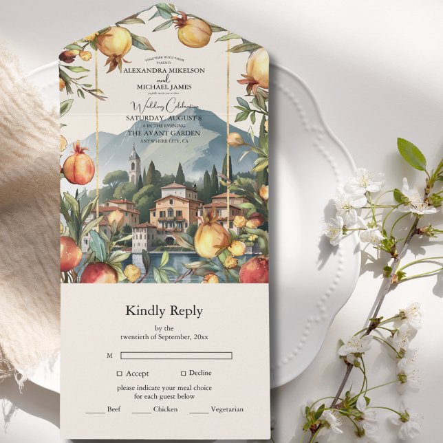 Invitation Tout En Un Le Lac de Côme Italie Destination Mariage (Créateur téléchargé)
