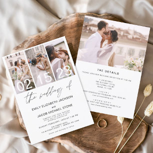 Invitation Tout en un Le Mariage de la photo Minimaliste Élég