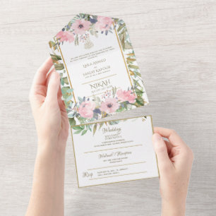 Invitation Tout En Un Le MARIAGE Islamique NIKAH WALLIMAH Fleurs Tout En