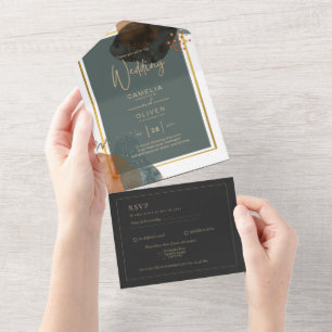 Invitation Tout En Un Leahg TURQUOISE TONNES DE TERRE MARIAGE INVITE QR 