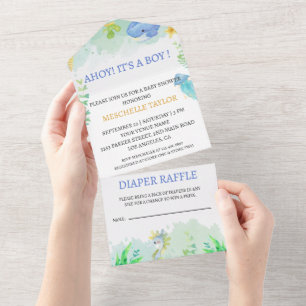 Invitation Tout En Un L'été sous le Baby shower marin