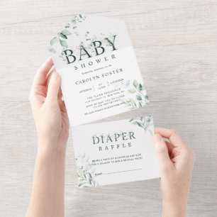 Invitation Tout En Un LETTRE Botanique Baby shower garçon Fromage de c
