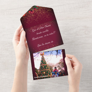 Invitation Tout En Un Lettres de Parties scintillant moderne Noël Feliz 