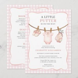 Invitation Tout En Un Ligne De Vêtements De Golf Rose Baby Sh