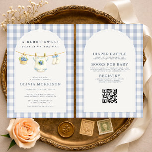 Invitation Tout en Un Linge à Linge de Bleuet Baby Shower
