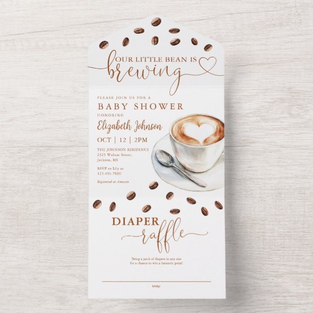 Invitation Tout En Un Little Bean Brewing Coffee Baby Shower (À l'intérieur)