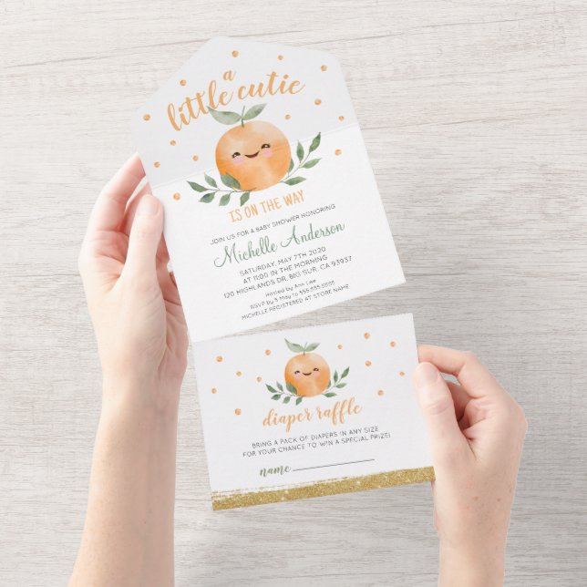 Invitation Tout En Un Little Cutie Est En Chemin Baby shower (Déchirure)
