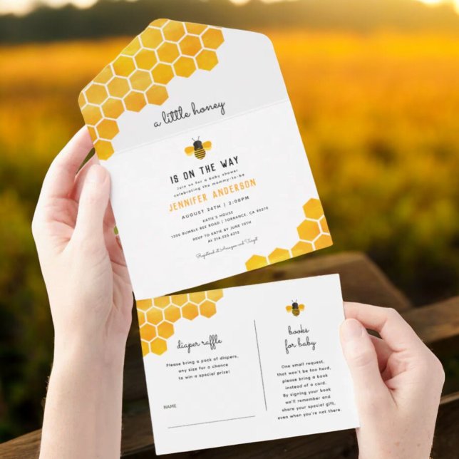 Invitation Tout En Un Little Honey Bee Baby shower (Créateur téléchargé)