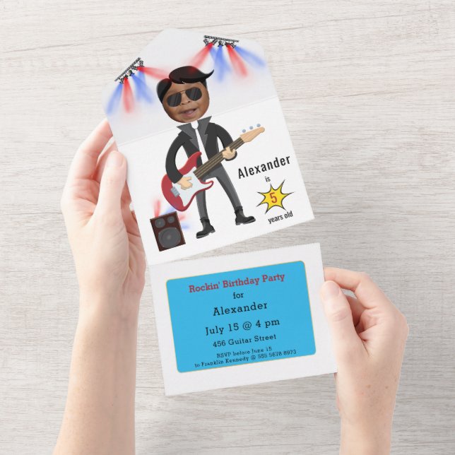 Invitation Tout En Un Little Rock Star Enfants 🎸 🤣 Champion de Guitare (Déchirure)