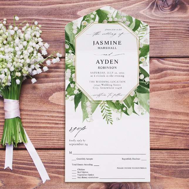 Invitation Tout En Un Lys de la Vallée Mariage floral blanc (Créateur téléchargé)