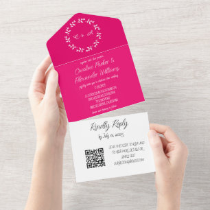 Invitation Tout En Un Magenta Rose Fuchsia Moderne Bold Élégant