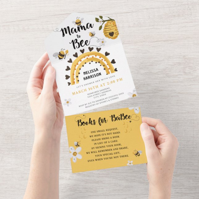 Invitation Tout En Un Mama to Bee Baby shower (Déchirure)