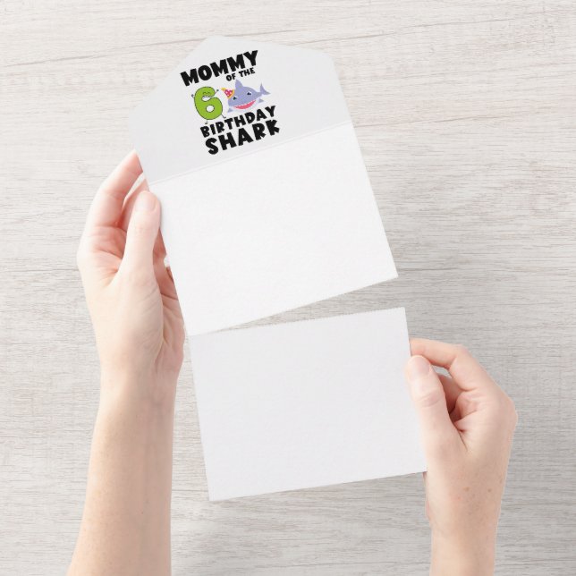 Invitation Tout En Un Maman Du Requin D'Anniversaire 6 ans Anniversaire (Déchirure)