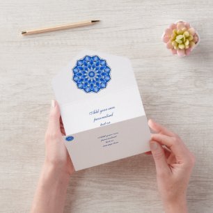 Invitation Tout En Un Mandala en bleu