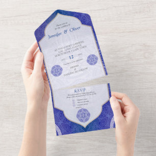 Invitation Tout En Un Mandalas en bleu mixte hollandais