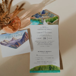 Invitation Tout En Un Mariage à la montagne au bord du lac glaciaire rus