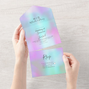 Invitation Tout En Un Mariage Abstrait couleur rose bleu pourpre 