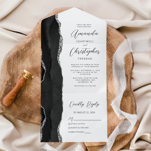 Invitation Tout En Un Mariage Agate Noir Argent