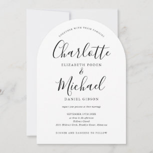 Invitation Tout En Un Mariage Arche Script Noir Et Blanc
