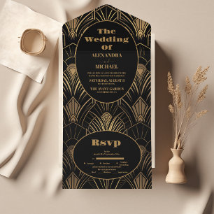 Invitation Tout En Un Mariage Art déco géométrique