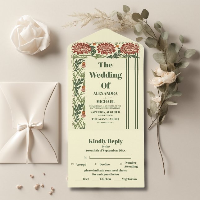 Invitation Tout En Un Mariage Art nouveau classique (Créateur téléchargé)