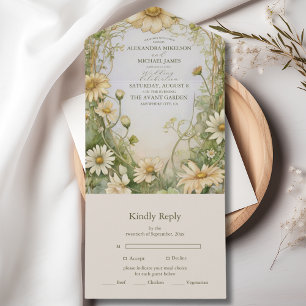 Invitation Tout En Un Mariage Art Nouveau Vintage Daisy
