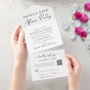 Invitation Tout En Un Mariage au Code QR "Heureux pour Toujours"