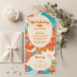 Invitation Tout En Un Mariage aux Vibes Groovy Boho Plage Fun