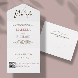 Invitation Tout En Un Mariage blanc   QR Code Tout en un