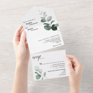 Invitation Tout En Un Mariage blanc vert moderne