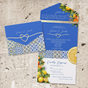 Invitation Tout En Un Mariage bleu italien