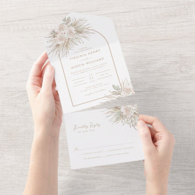 Invitation Tout En Un Mariage Boho (Déchirure)