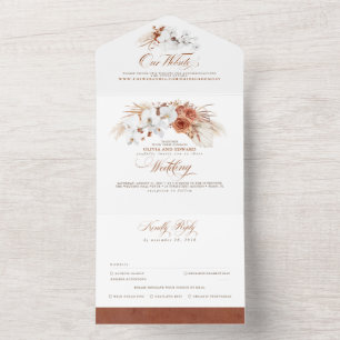 Invitation Tout En Un Mariage Boho exotique en terre cuite et fleurs bla