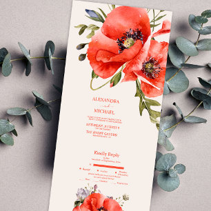 Invitation Tout En Un Mariage Boho Neutral Aquarelle Poppies