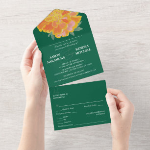 Invitation Tout En Un Mariage Bold Emerald Tagète