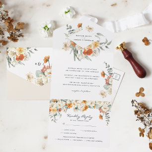 Invitation Tout En Un Mariage botanique floral bohème