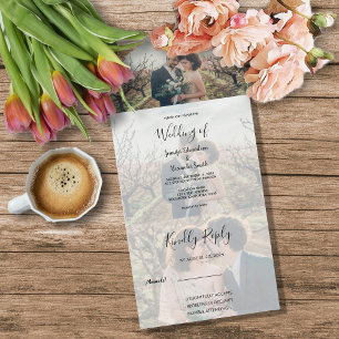 Invitation Tout En Un Mariage calligraphié élégant rustique