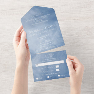 Invitation Tout En Un Mariage céleste bleu et blanc