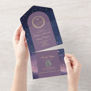 Invitation Tout En Un Mariage céleste d'une nuit étoilée