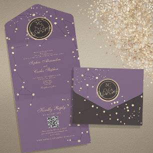 Invitation Tout En Un Mariage Céleste Élégant