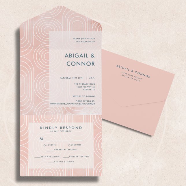 Invitation Tout En Un Mariage chic de pêche Ovales et cercles (Créateur téléchargé)