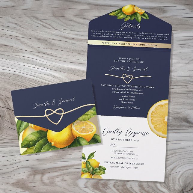 Invitation Tout En Un Mariage Citron Citrus Rustique (Créateur téléchargé)