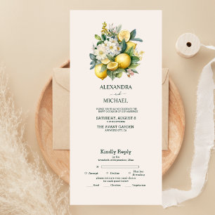 Invitation Tout En Un Mariage Citron d'Été à l'Aquarelle Vintage