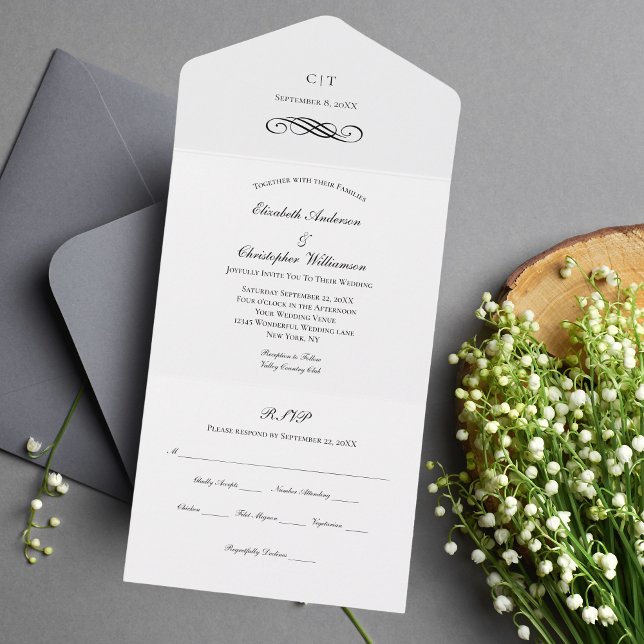 Invitation Tout En Un Mariage classique classique classique tout en une  (Créateur téléchargé)