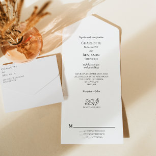 Invitation Tout En Un Mariage classique minimaliste simple