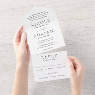 Invitation Tout En Un Mariage classique noir et blanc élégant