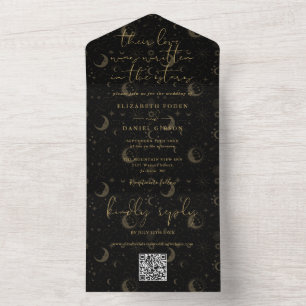 Invitation Tout En Un Mariage Code QR Céleste Écrit Dans Les Étoiles